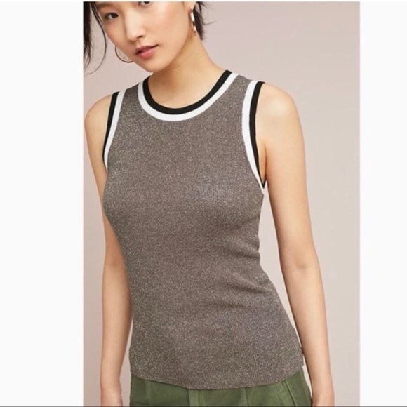 Anthropologie Moth Valeria Shine Tank Sz Large - Picture 2 of 8